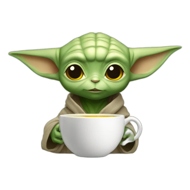 Yoda avec une tasse Pikachu sticker
