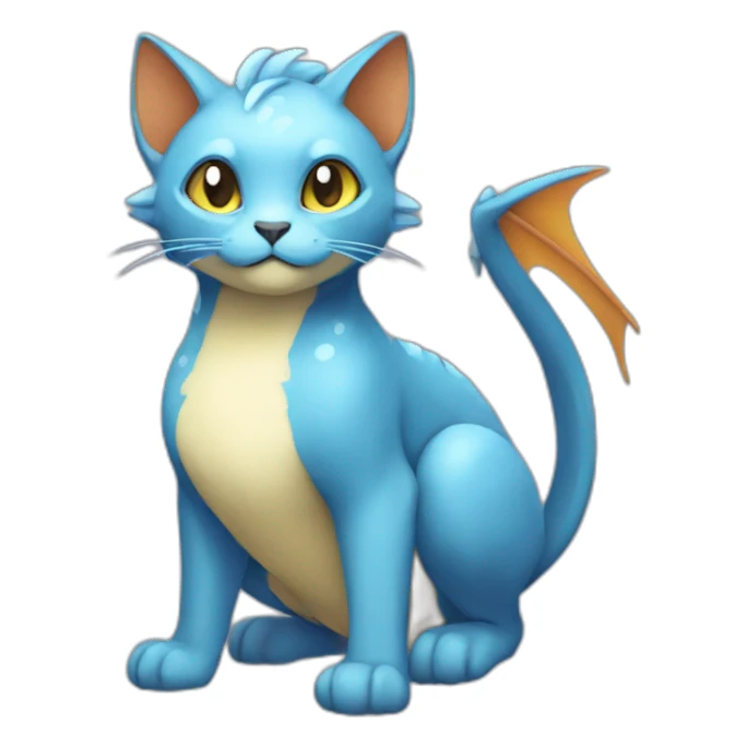 Sitting-bicolor-cat-dragon-type-pokemon sticker