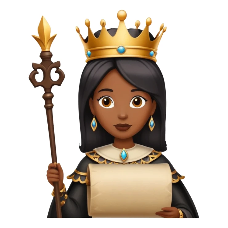 Crowned black queen holding a scroll sticker