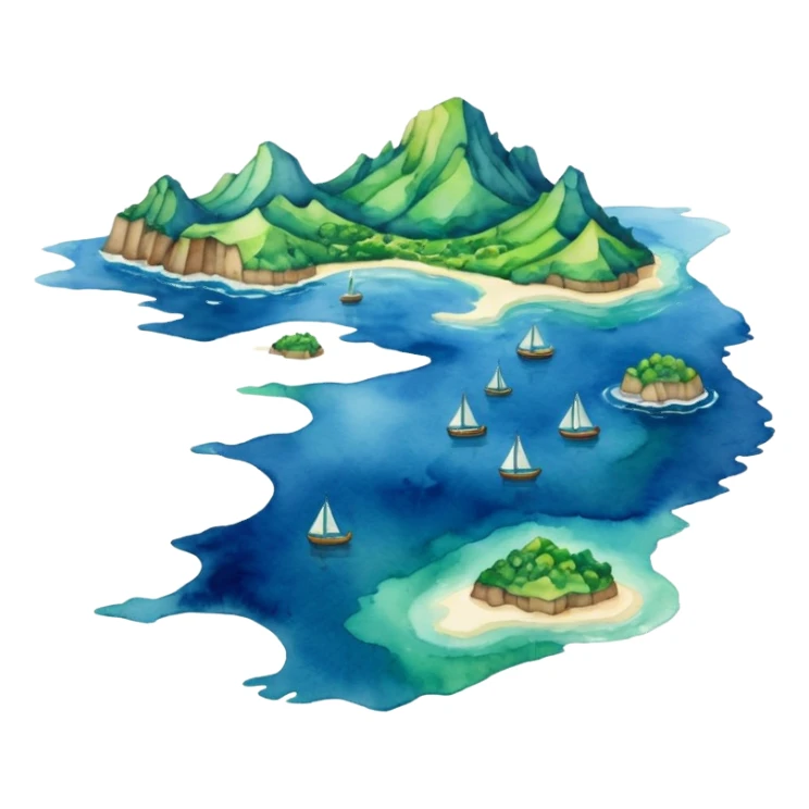 modern sea map with islands sticker