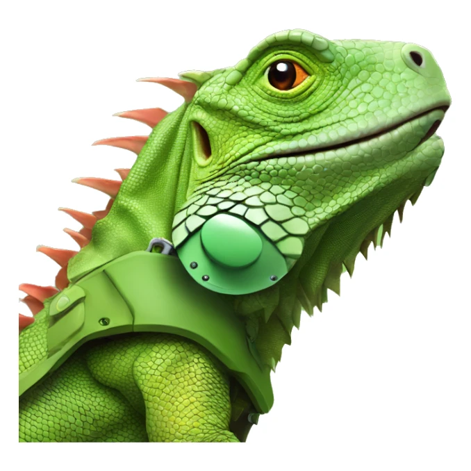 iguana enojada con casco militar y chaleco sticker