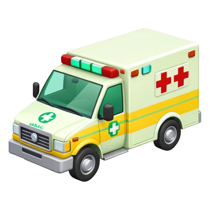 isometric yellow and green ambulance  sticker