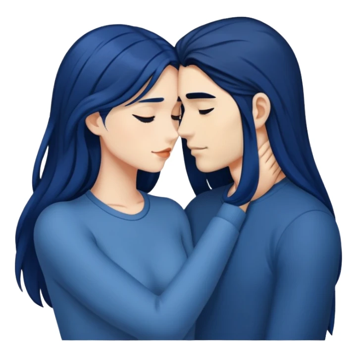 {{{intimate}}}moment between lovers, {{long}} dark blue hair sticker