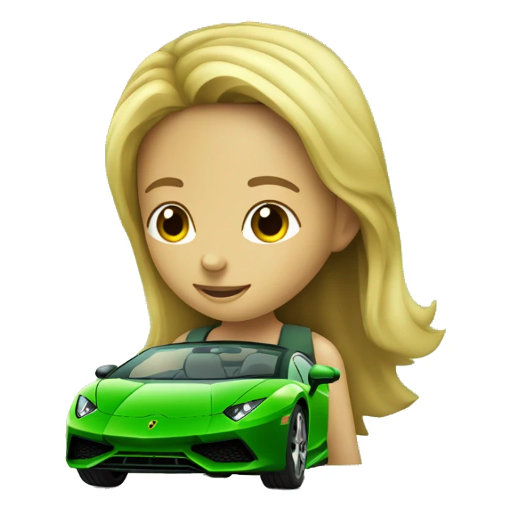 Green lamborgini technica with kid in it sticker