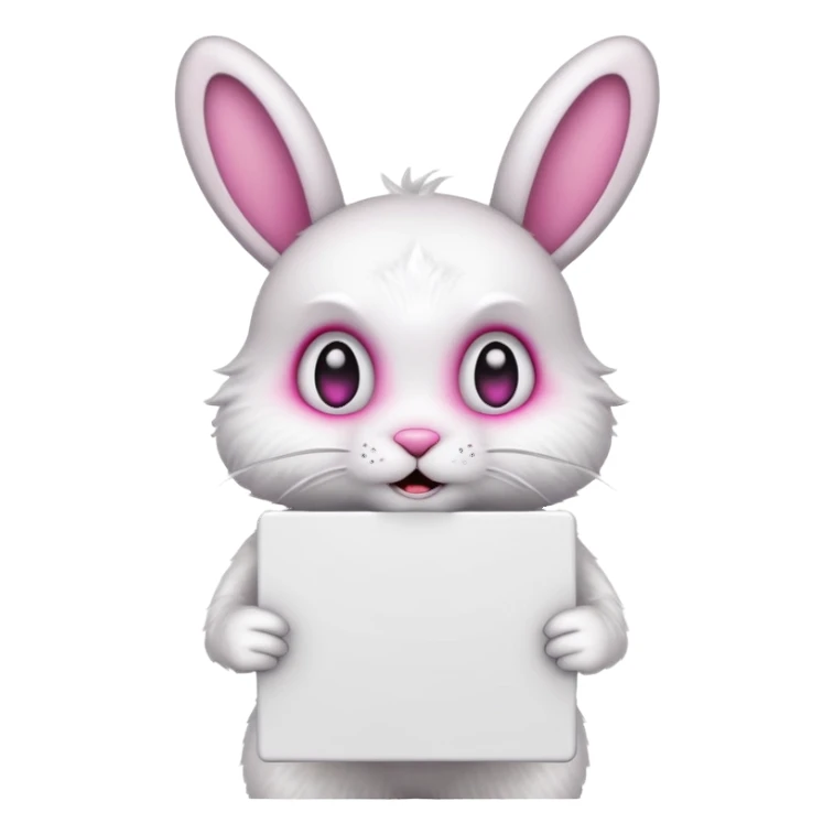 Rabid bunny holding large blank sign sticker