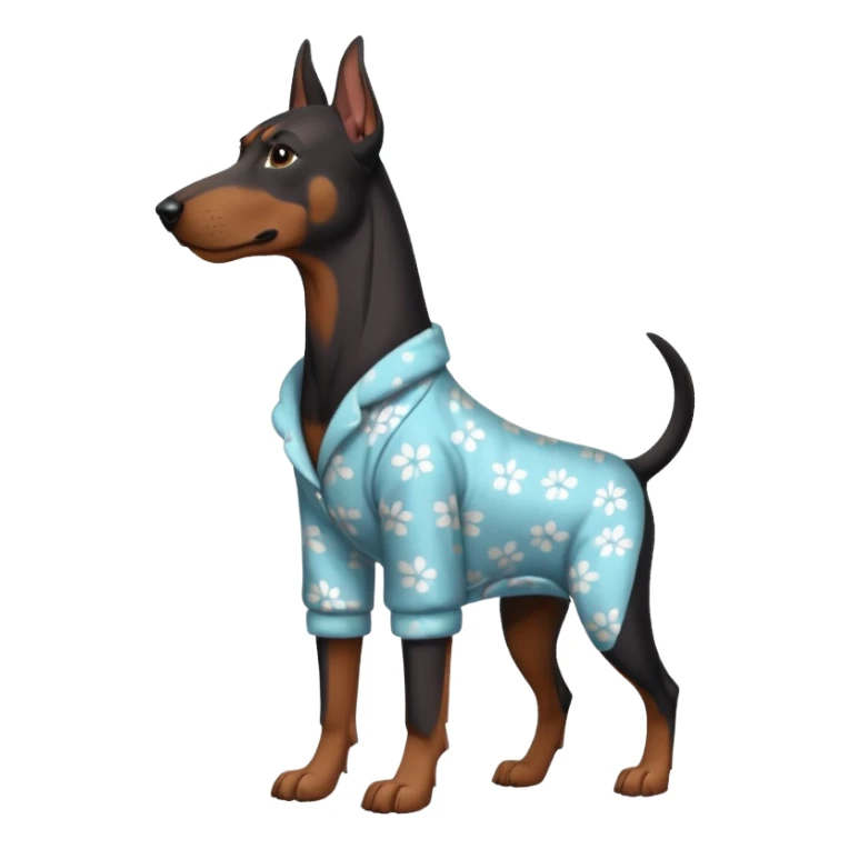 Doberman with pajamas on sticker