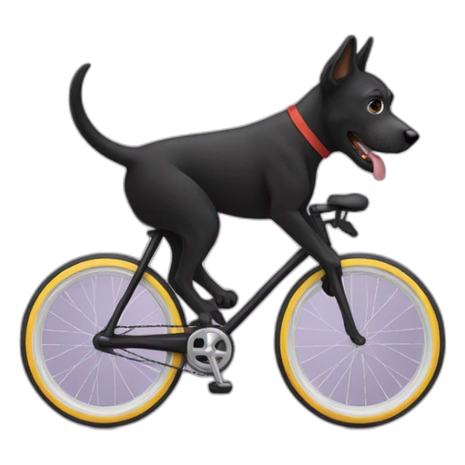 perro negro en bicicleta sticker