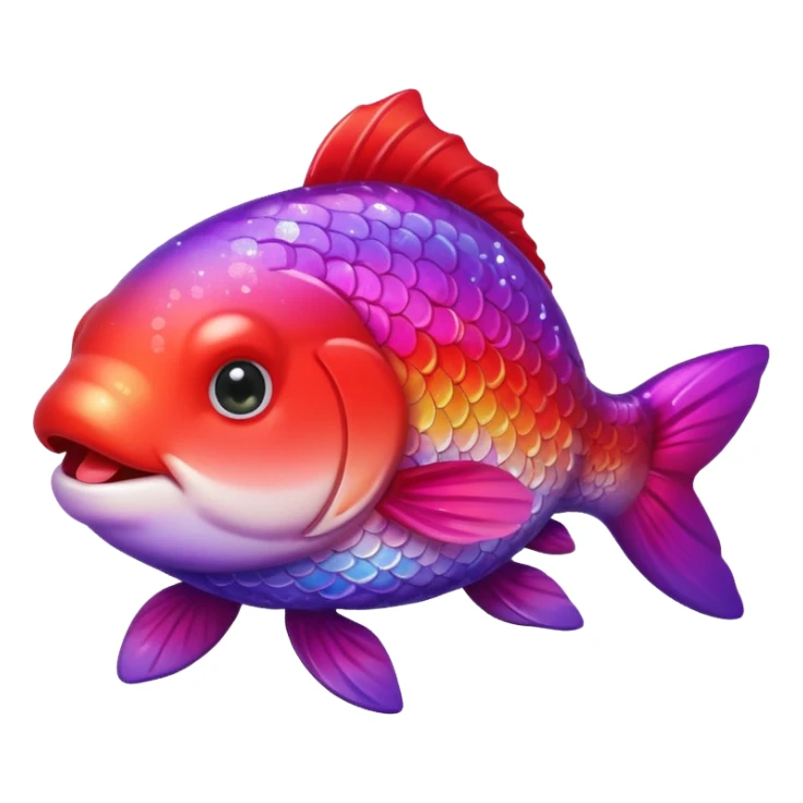 color gradient between red and purple glitter cute happy carp sticker