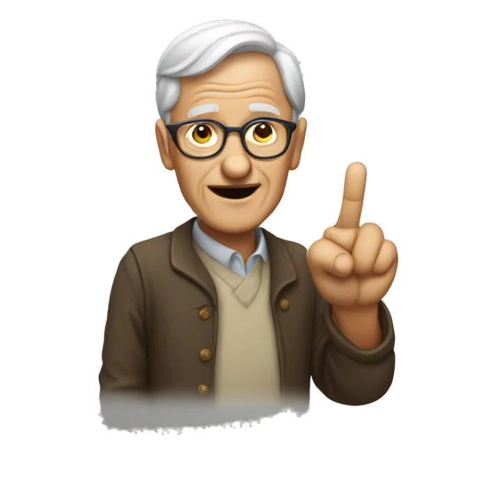A old man pointing her finger  sticker