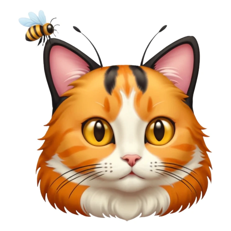 Cat with a bee sticker