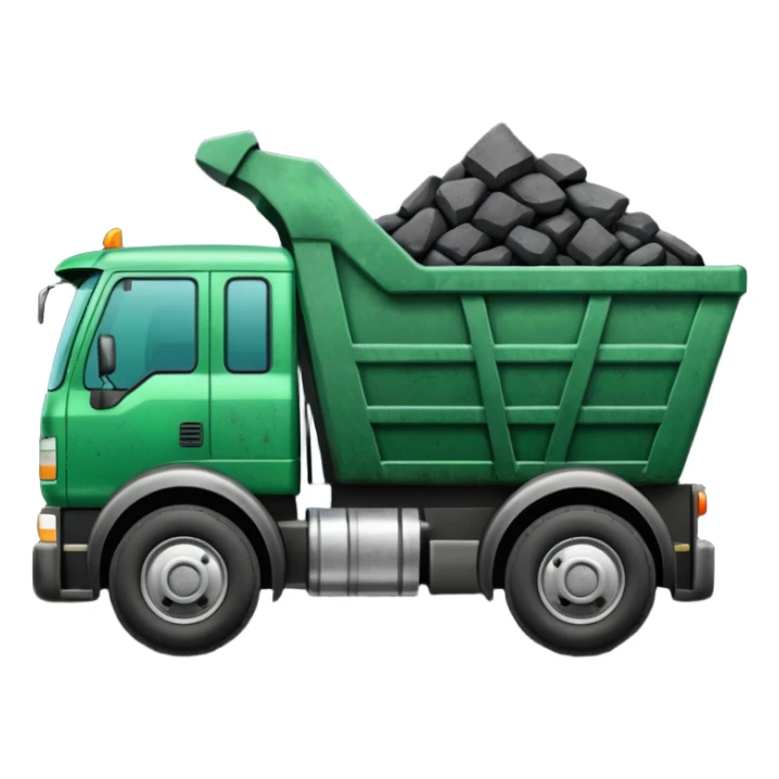 green truck with coal ore sticker