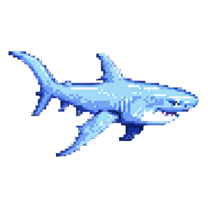 Pixel art hammerhead shark sticker