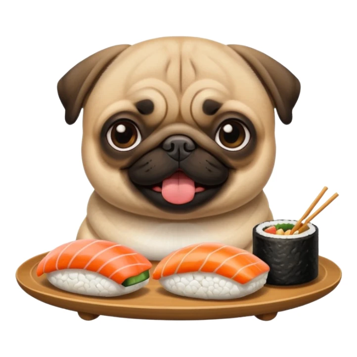 pug eating sushi sticker