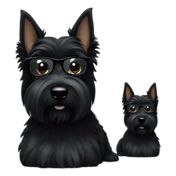 black two Scottish terrier glasses black sticker