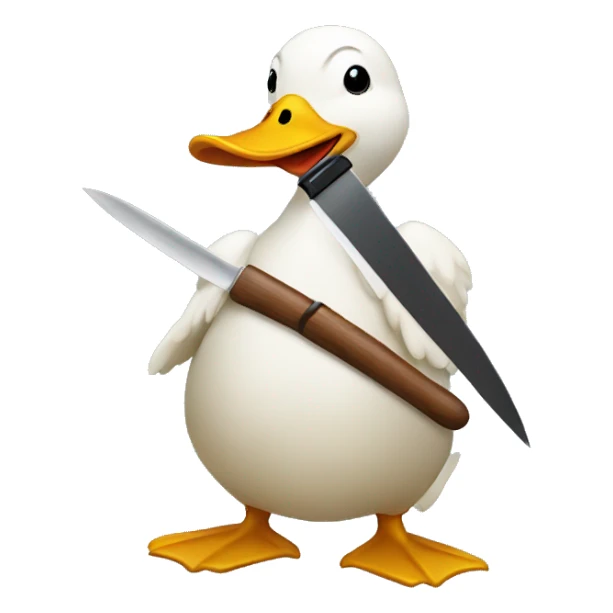 Duck holding knife sticker