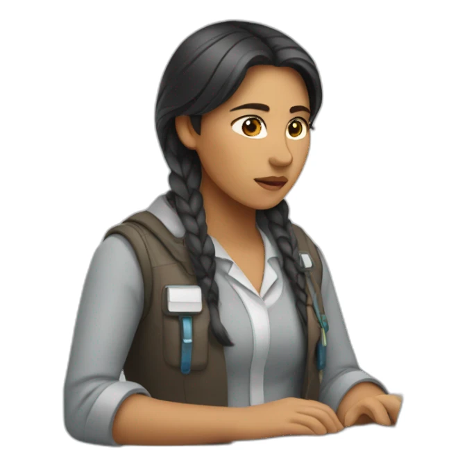 tired native south american female tech worker sticker