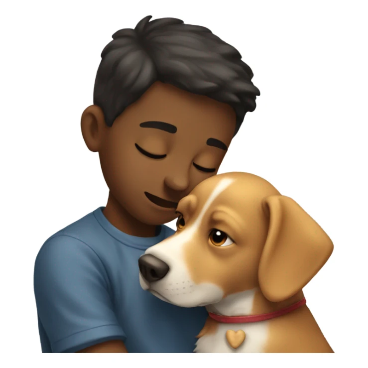 Boy kissing dog sticker