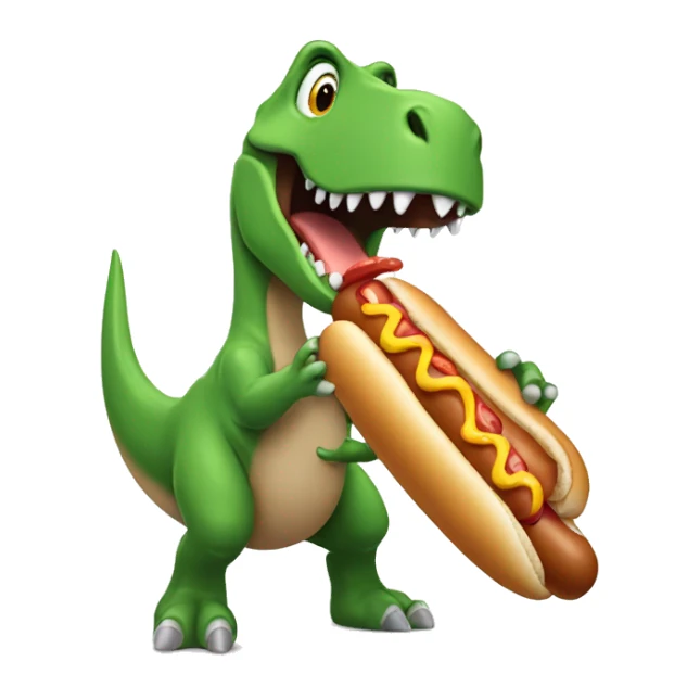 Dinosaur eating a hot dog sticker