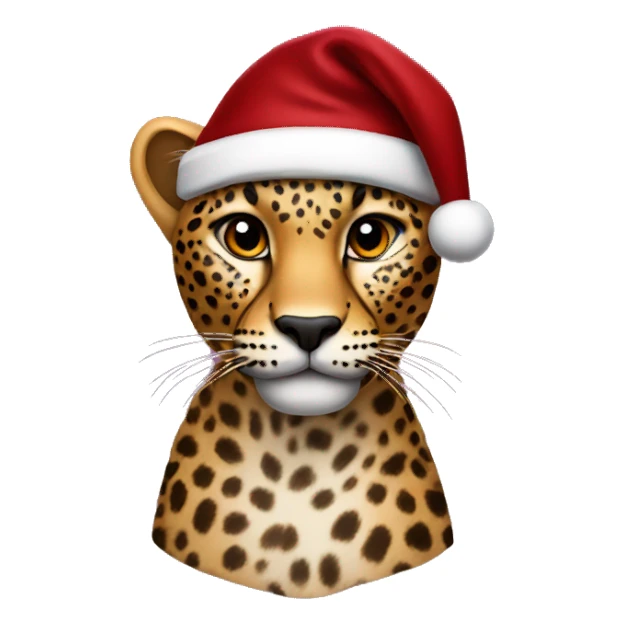 leopard wearing a burgundy santa hat sticker