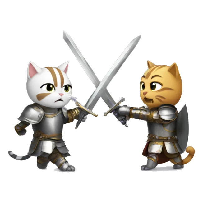 Cats sword fighting in armor sticker