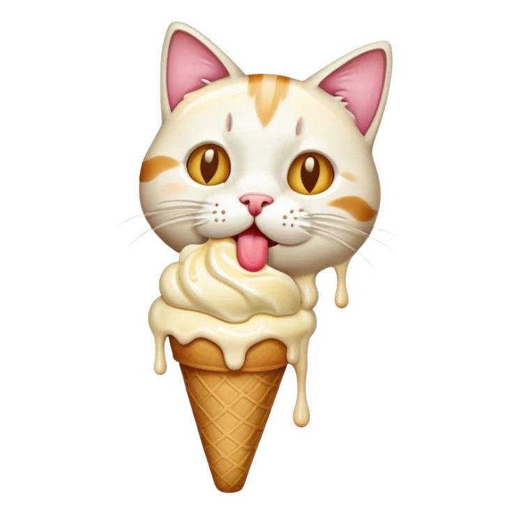 Cat eating ice cream sticker