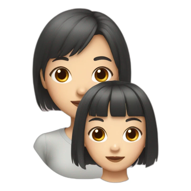 Asian girl with bangs ans rat sticker