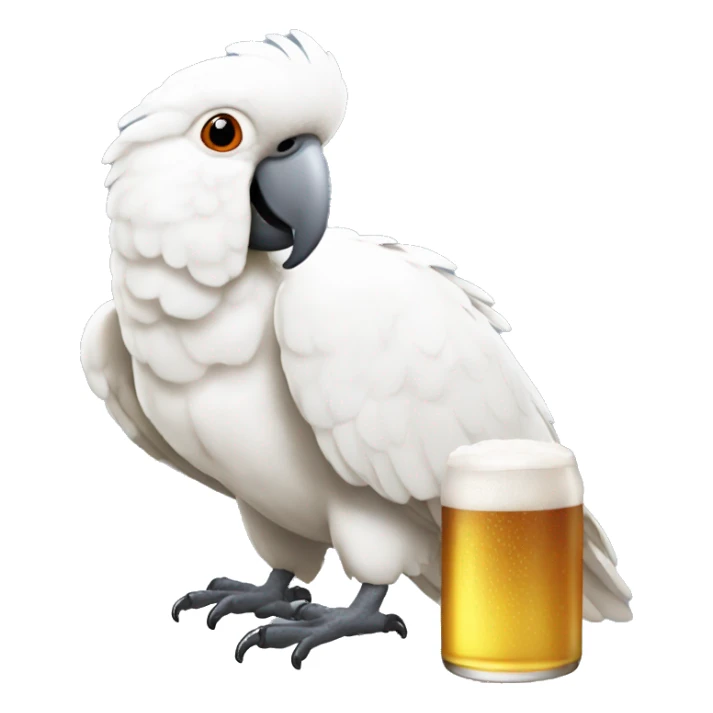 cockatoo holding a beer sticker