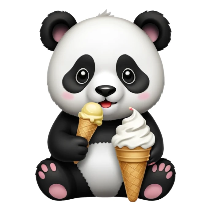 Panda eating ice cream sticker
