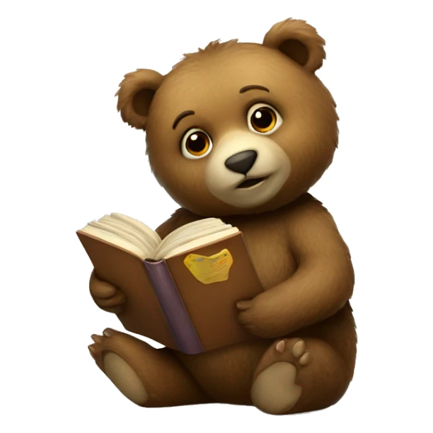 small bear with book sticker