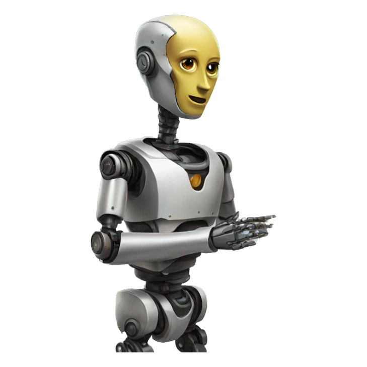 robot holding beautiful painting sticker