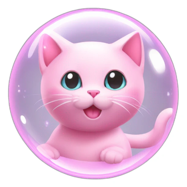 pink mew levitating in a bubble sticker
