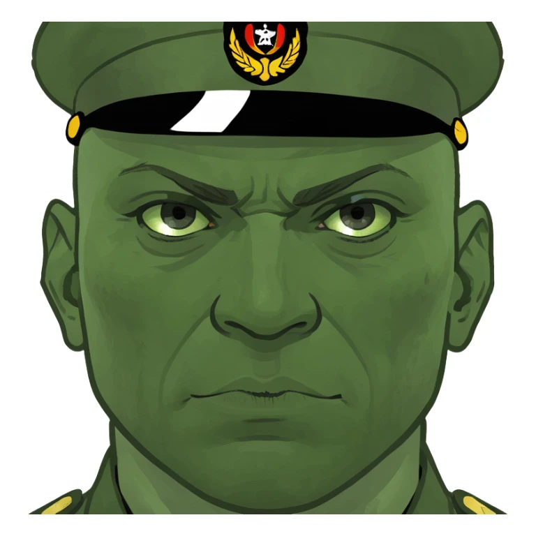 military man with two-thousand-yard stare sticker