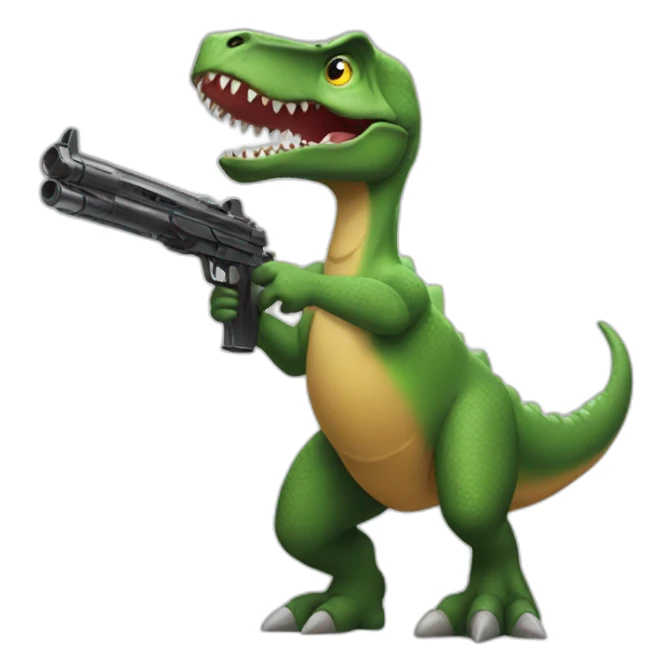 Dinosaur with a gun sticker