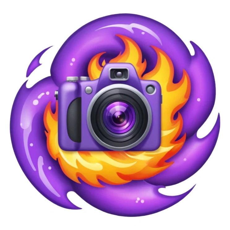 Glitter Fire Camera Purple sticker