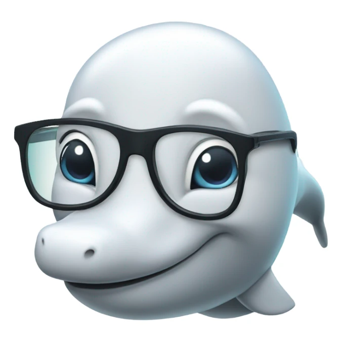 Smart white dolphin with glasses in profile sticker