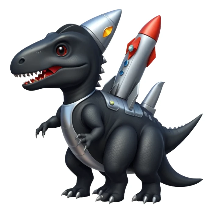 black Dinosaurs with Rocket sticker