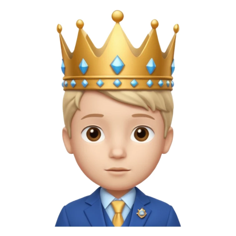 Royal Kid boy with fancy crown head 3d face sticker