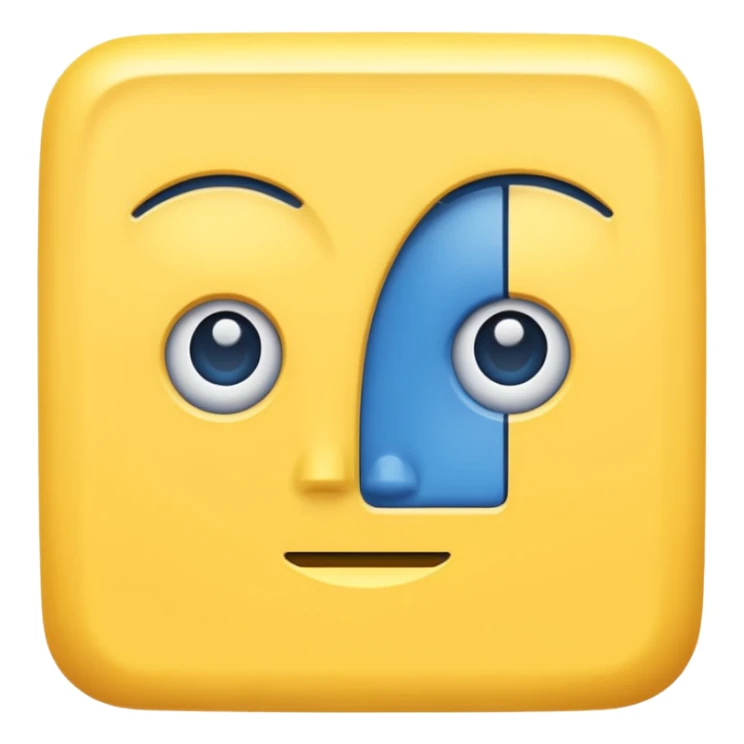 square with yellow body and square blue face sticker