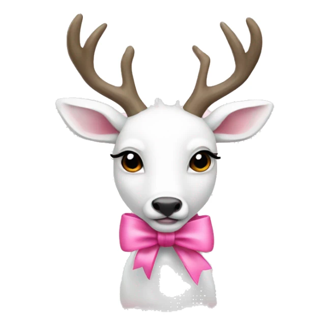 white deer with pink bow sticker