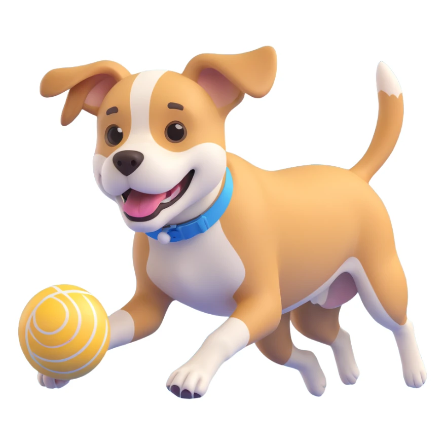 dog chasing ball in forrest, close up pose sticker