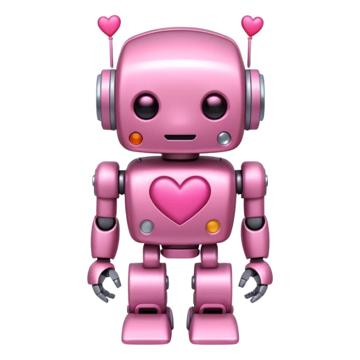 cute pink robot with hearts pink sticker