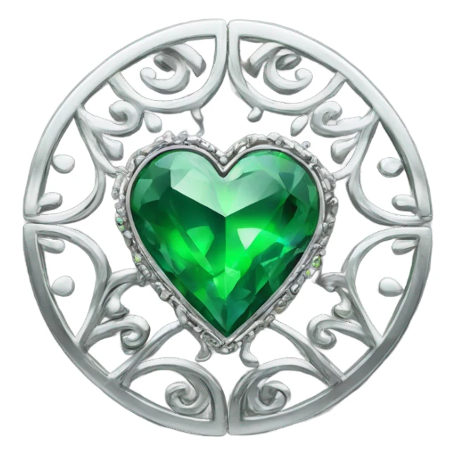 Silver grills with green crystal stone hearts sticker