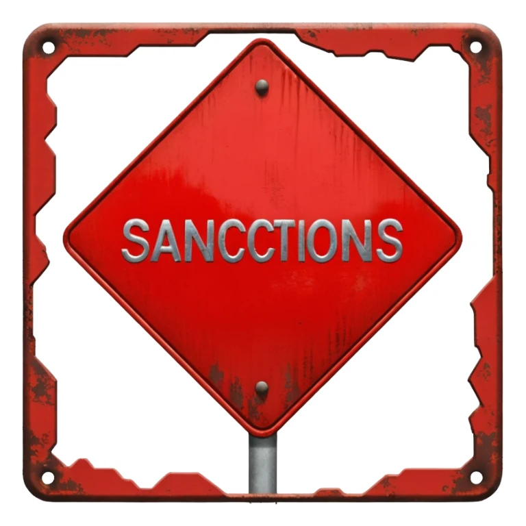 
red road sign with the inscription sanctions sticker