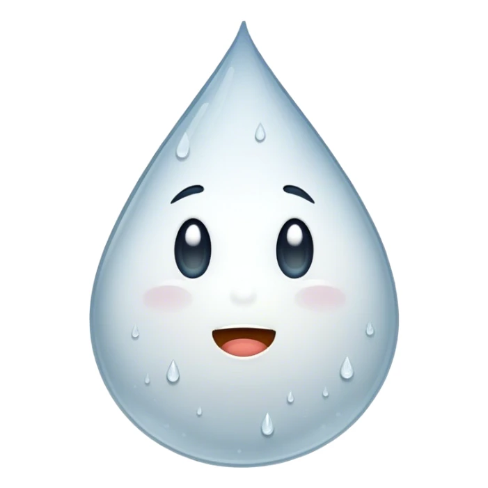 a white rain drop w a woozy face sticker