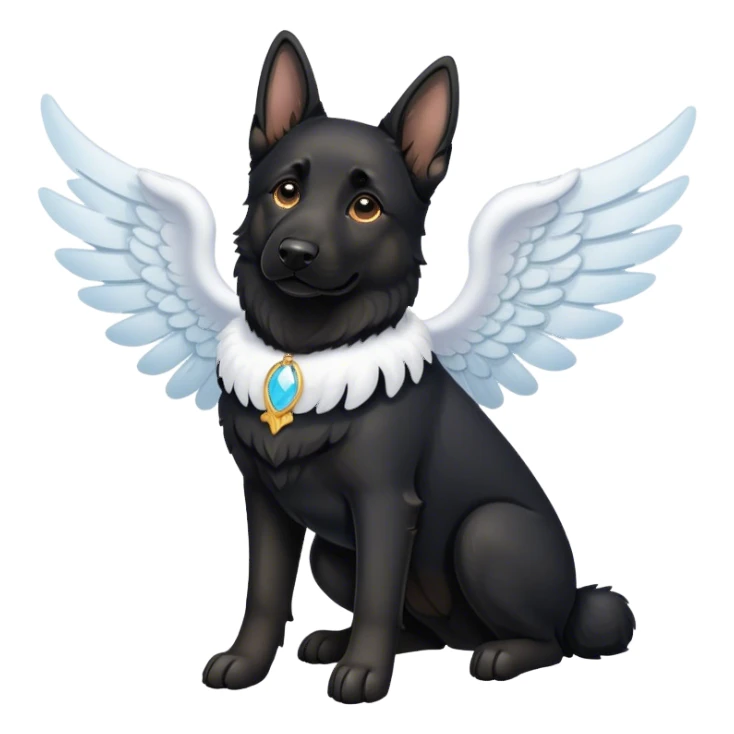 black german shepherd with angel wings sticker