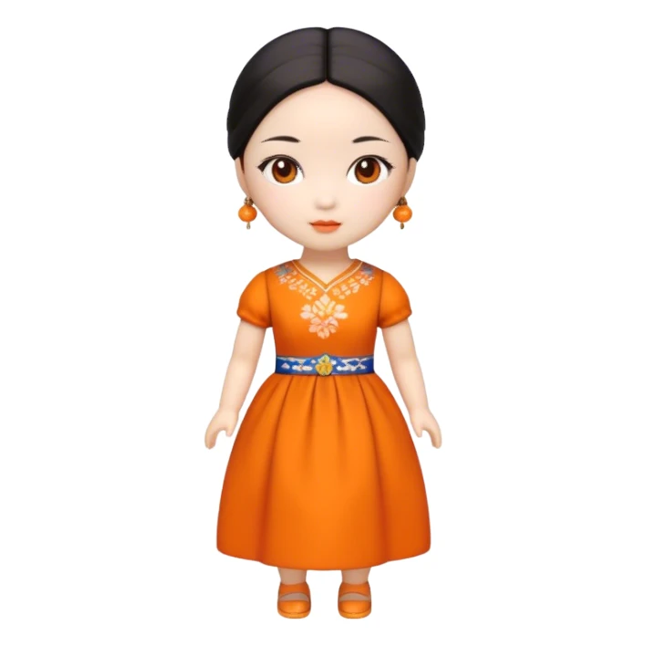 muñeca with asian features and orange dress sticker