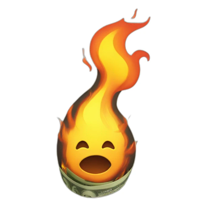 Money burning on fire sticker
