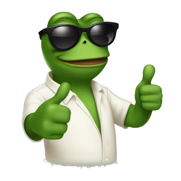 Pepe the frog wearing sunglasses giving a thumbs up sticker