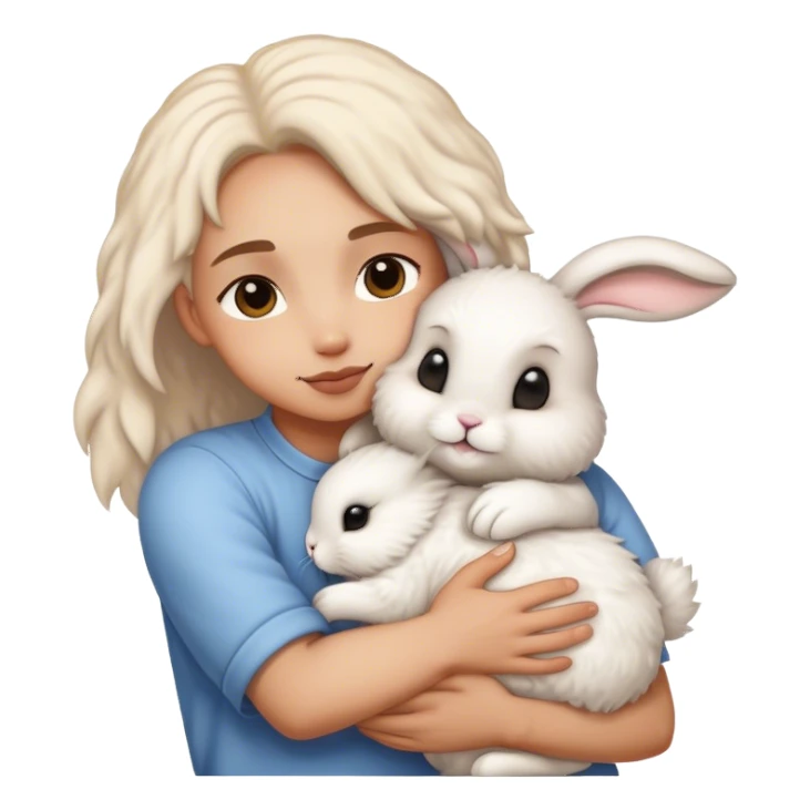 A person who is hugging a rabbit sticker
