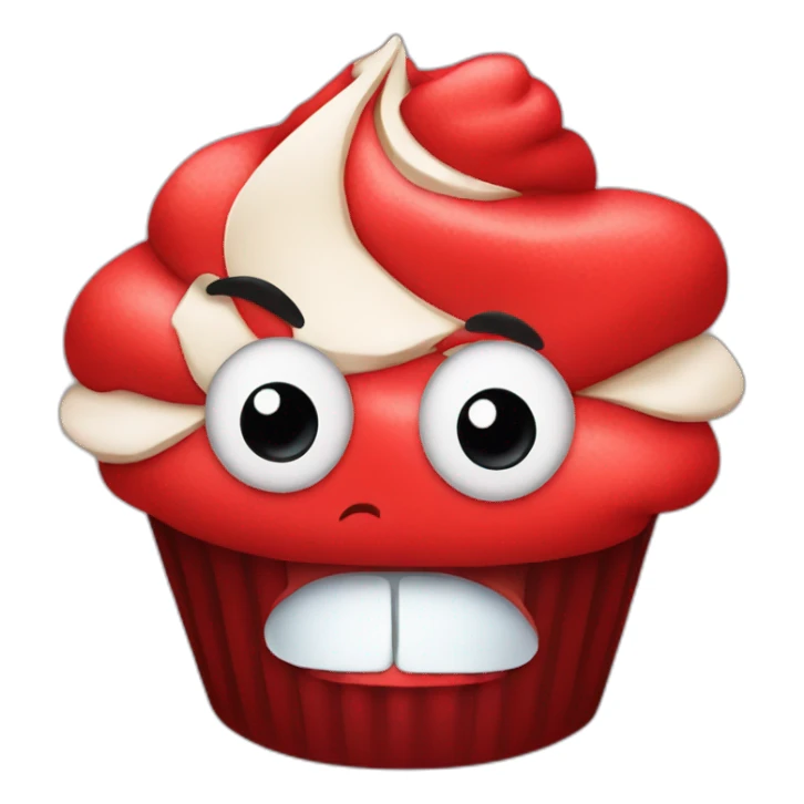 Angry red cupcake sticker